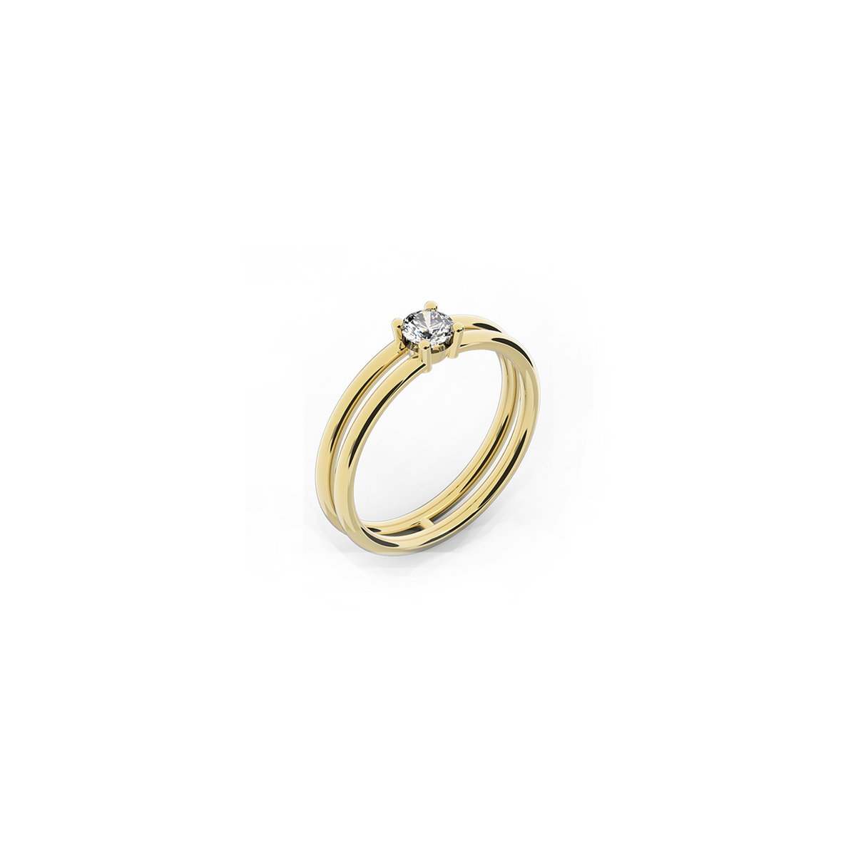 Double band promise ring in 18K yellow gold with 0.25 carat diamond by Nayestones, Belgian fine jewelry brand.