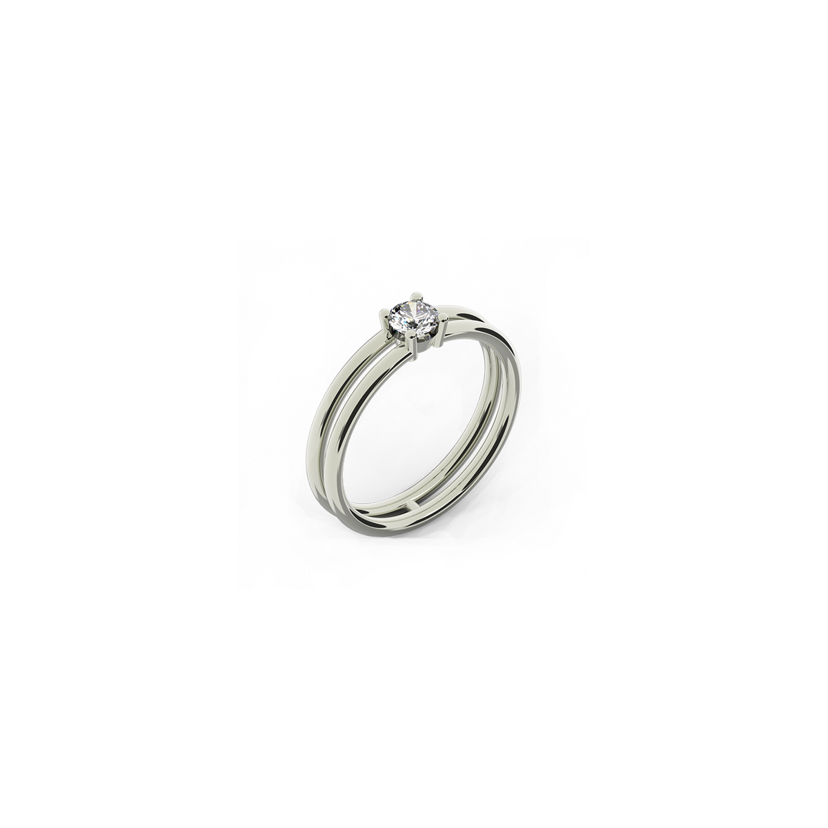 Double band promise ring in 18K white gold with 0.25 carat diamond by Nayestones, Belgian fine jewelry brand.