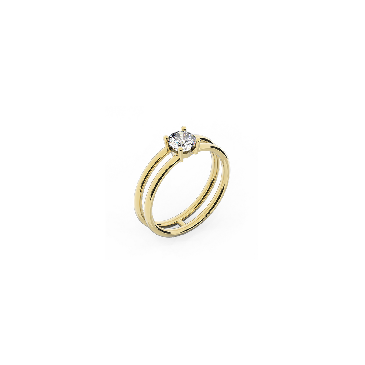 Double band promise ring in 18K yellow gold with 0.50 carat diamond by Nayestones, Belgian fine jewelry brand.