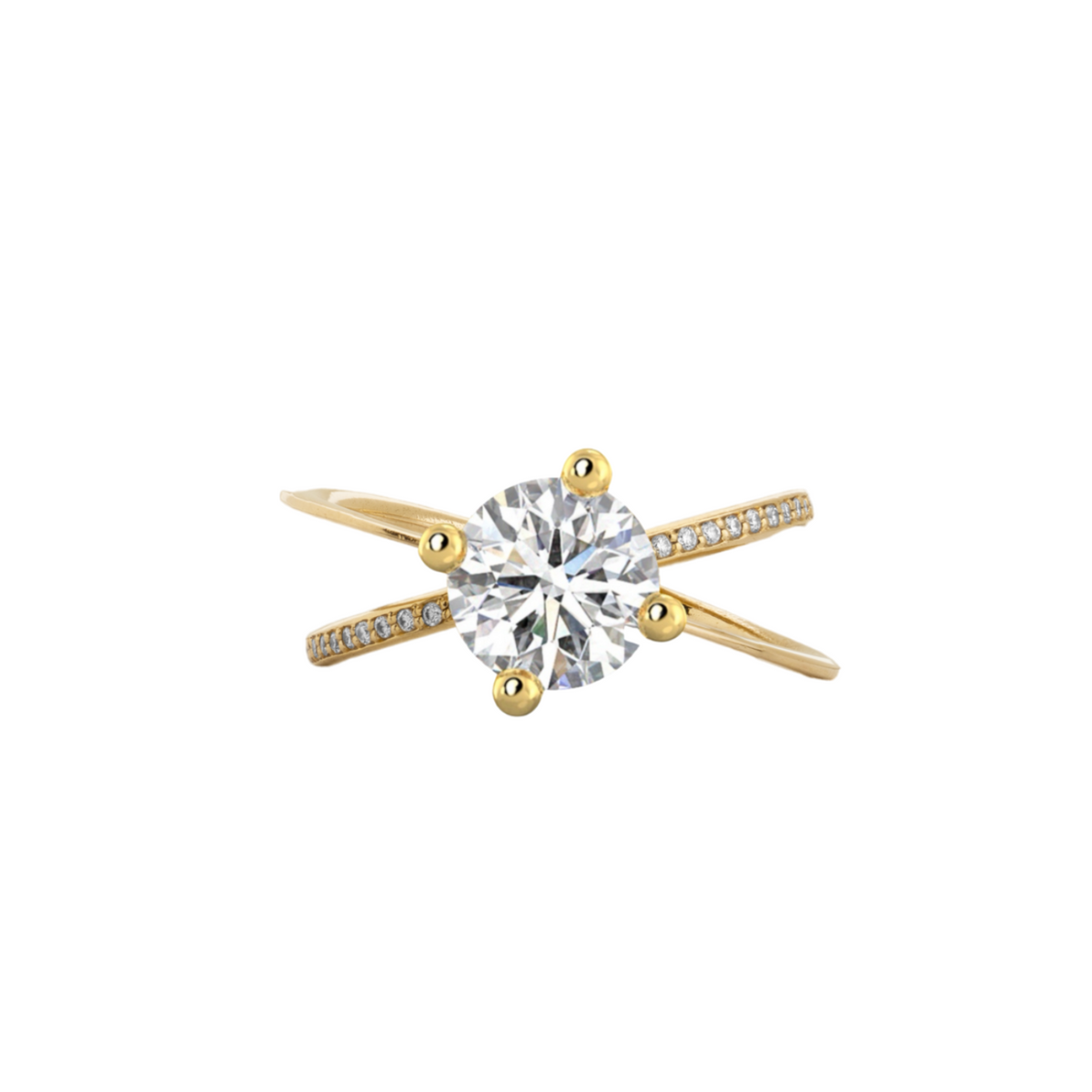 Moon Ellipse Pavé Diamond Ring Yellow Gold 1.25 carat