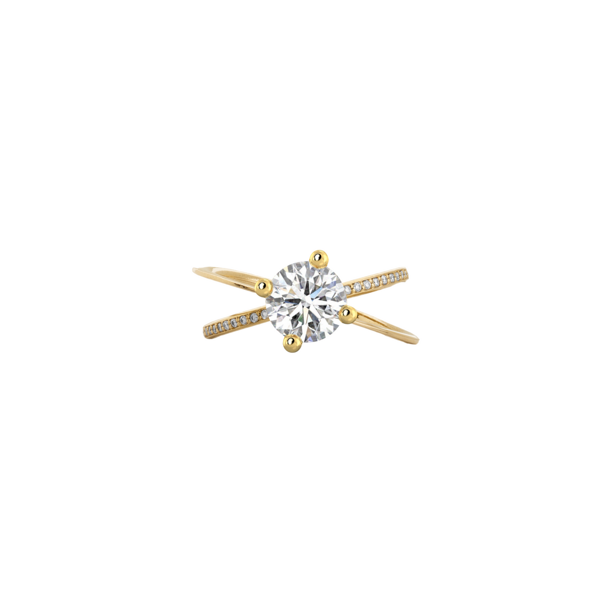 Moon Ellipse Pavé Diamond Ring Yellow Gold 1 carat