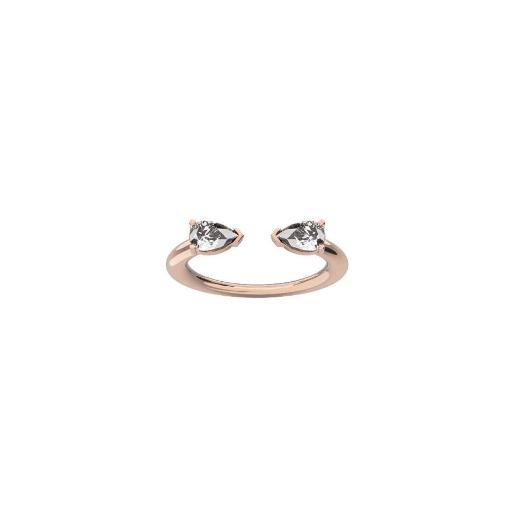 Refined Nayestones Creation: 18K Recycled Gold Ring showcasing Elegant Pear White Diamonds, carat per stone: 0.39 carats and total diamond carat weight : 0.78 carats. Perfect for an engagement and wedding ring. Made in Antwerp, Belgium