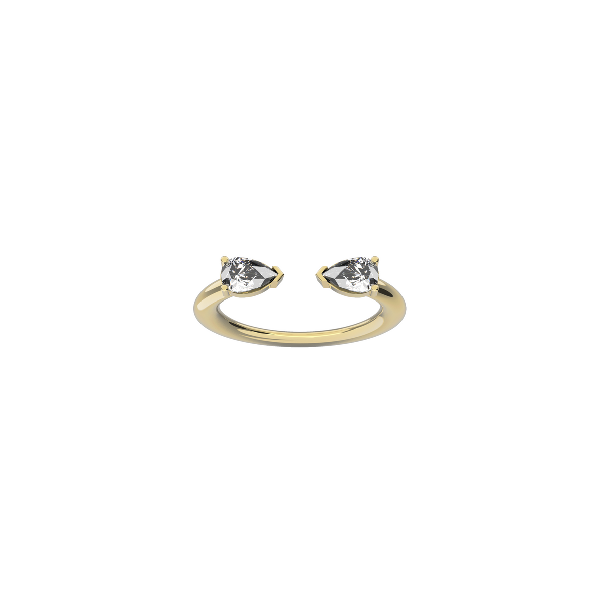 Refined Nayestones Creation: 18K Recycled Gold Ring showcasing Elegant Pear White Diamonds, carat per stone: 0.39 carats and total diamond carat weight : 0.78 carats. Perfect for an engagement and wedding ring. Made in Antwerp, Belgium