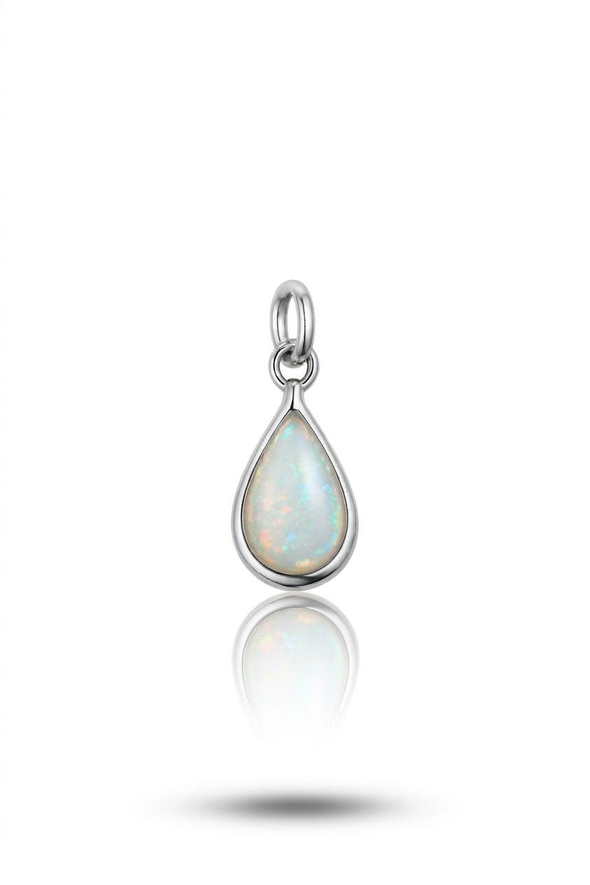 White gold opal pendant with iridescence