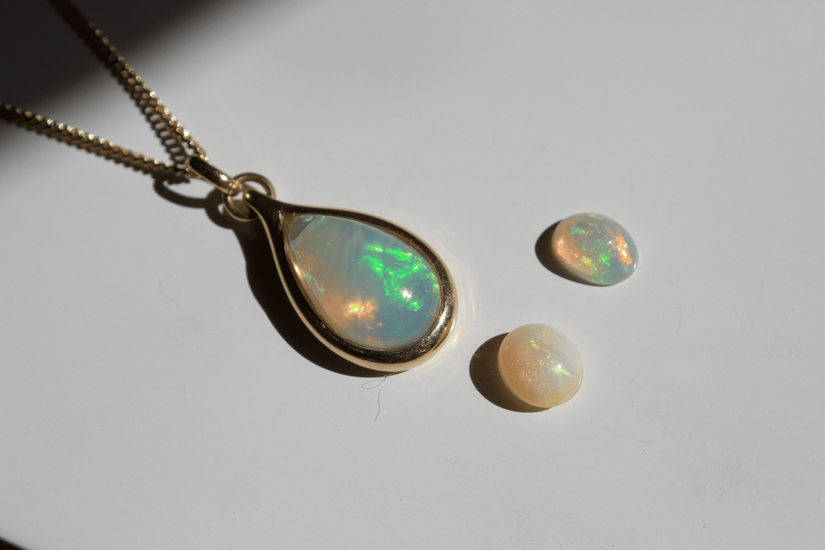 Close up of our opal pendant