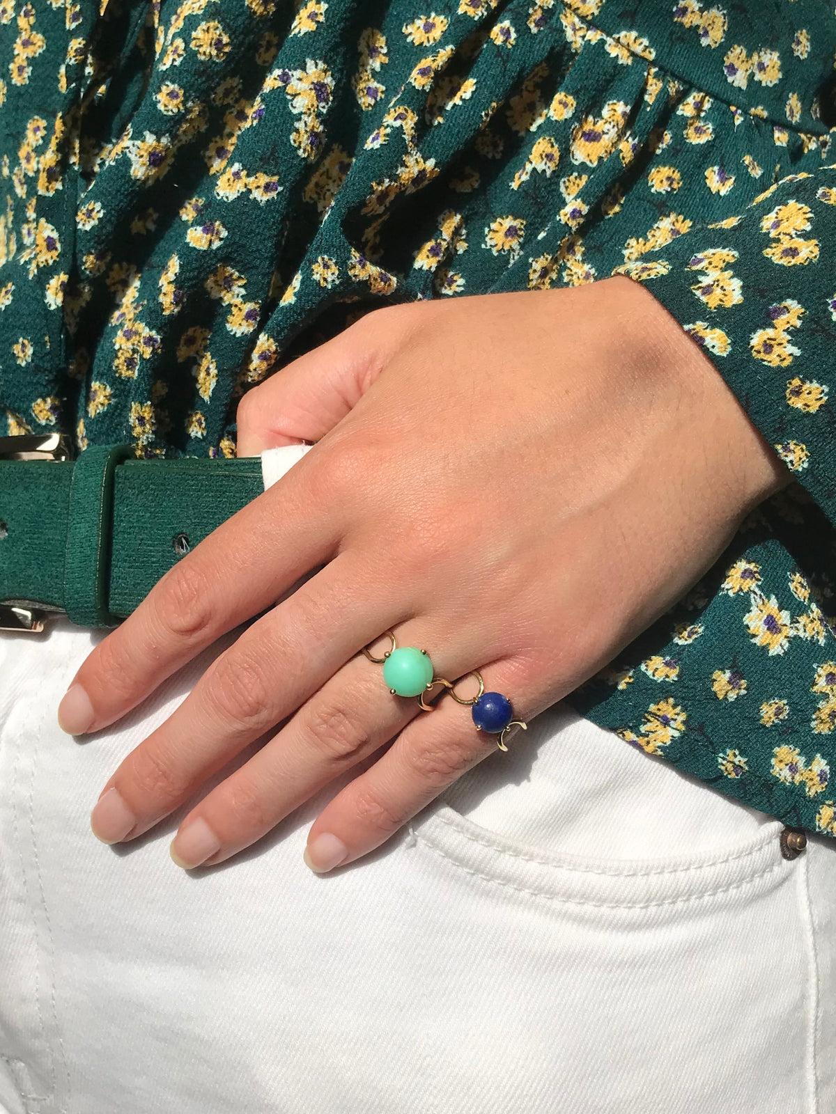 Metal: 14K sustainable yellow, white or pink gold Stone: malachite, morganite, chalcedony, opal, lapis lazuli, chrysoprase, rhodocrosite (oval), turquoise. This modern ring is shown as a pinky ring but is beautiful on any finger of the hand. Just select the the size according to your ring size.