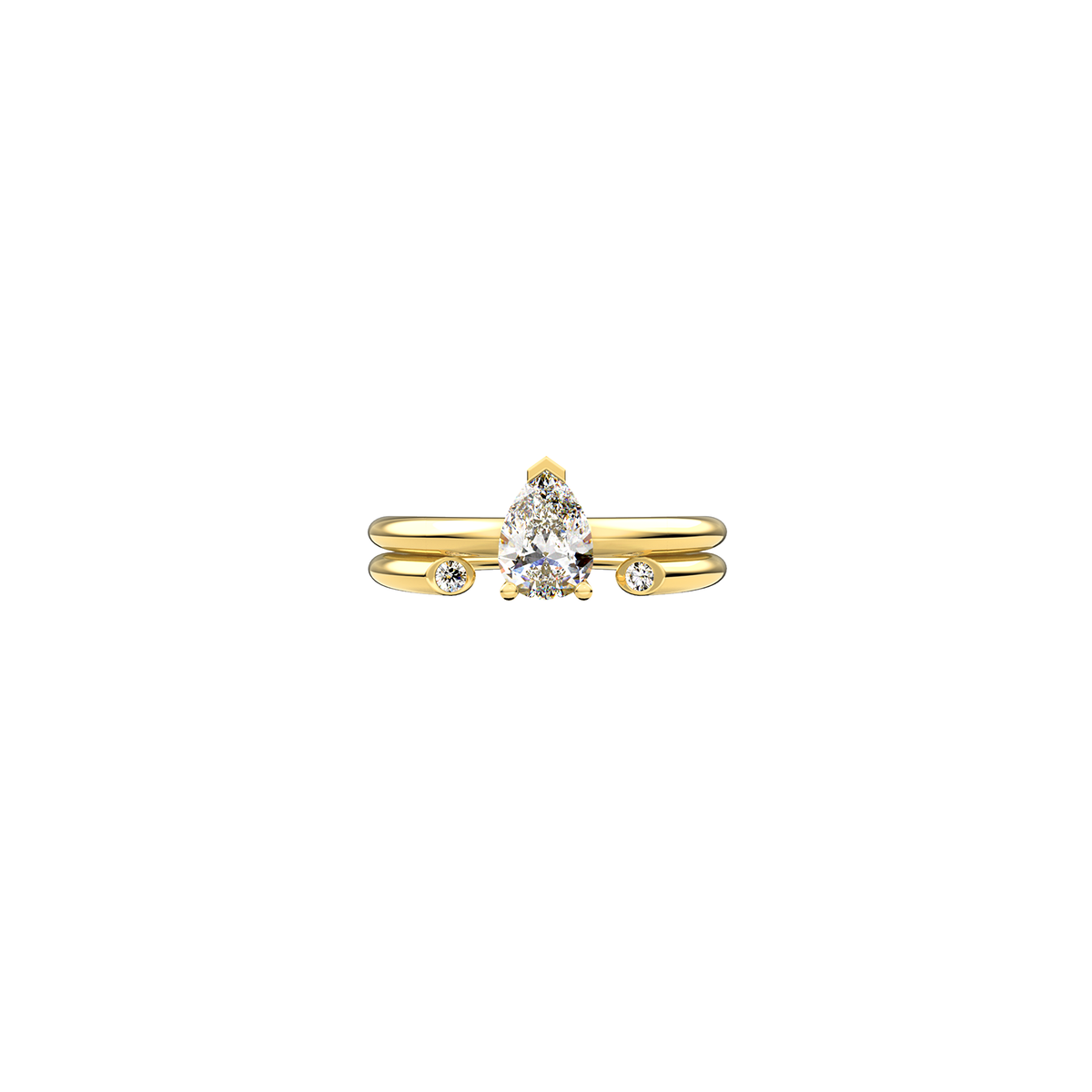 MOON SOLITAIRE V PEAR DIAMOND RING SET