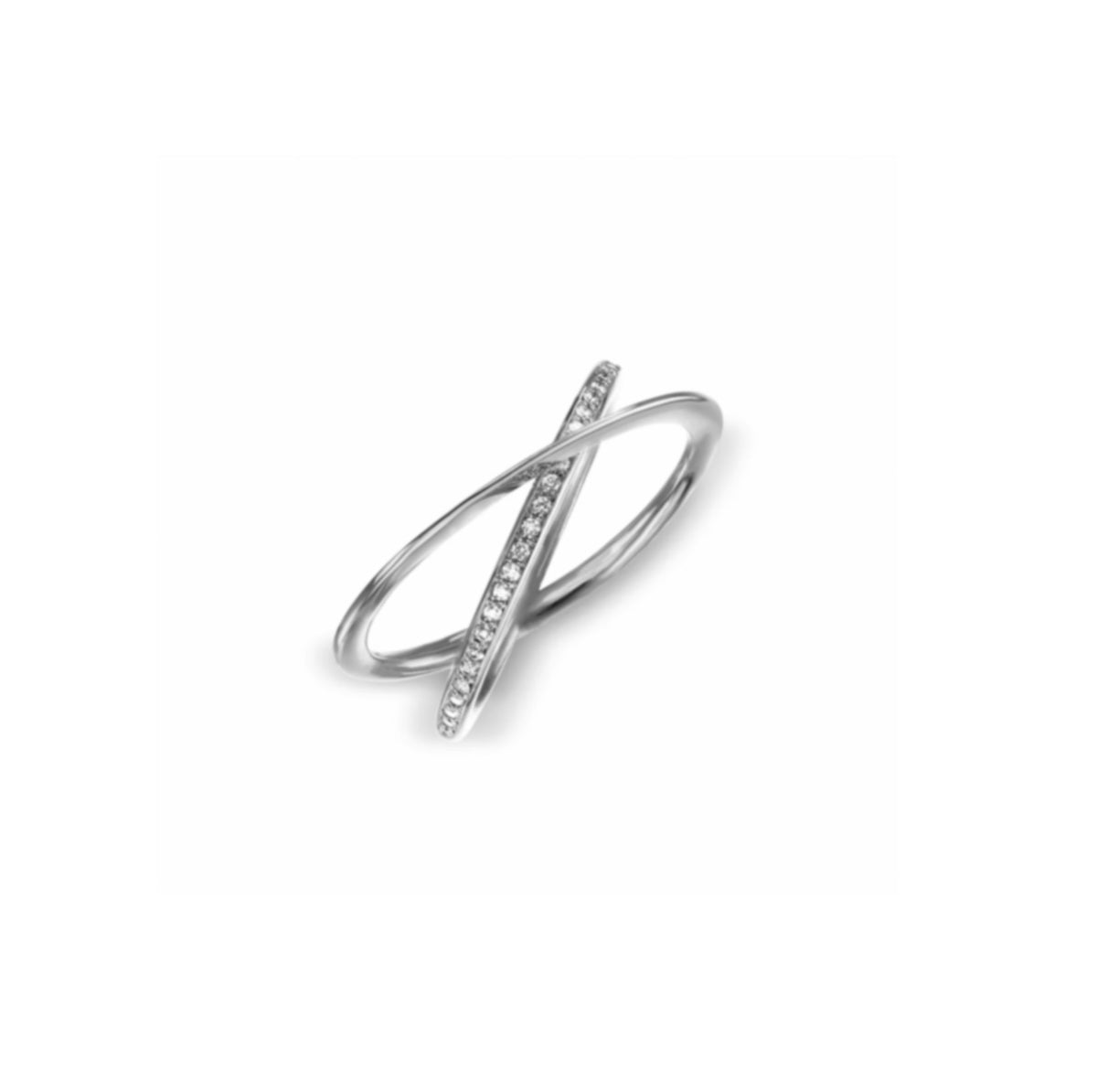 Moon Ellipse ring in 14k and 18k white gold with pavé diamonds by Nayestones, Belgian fine jewelry.