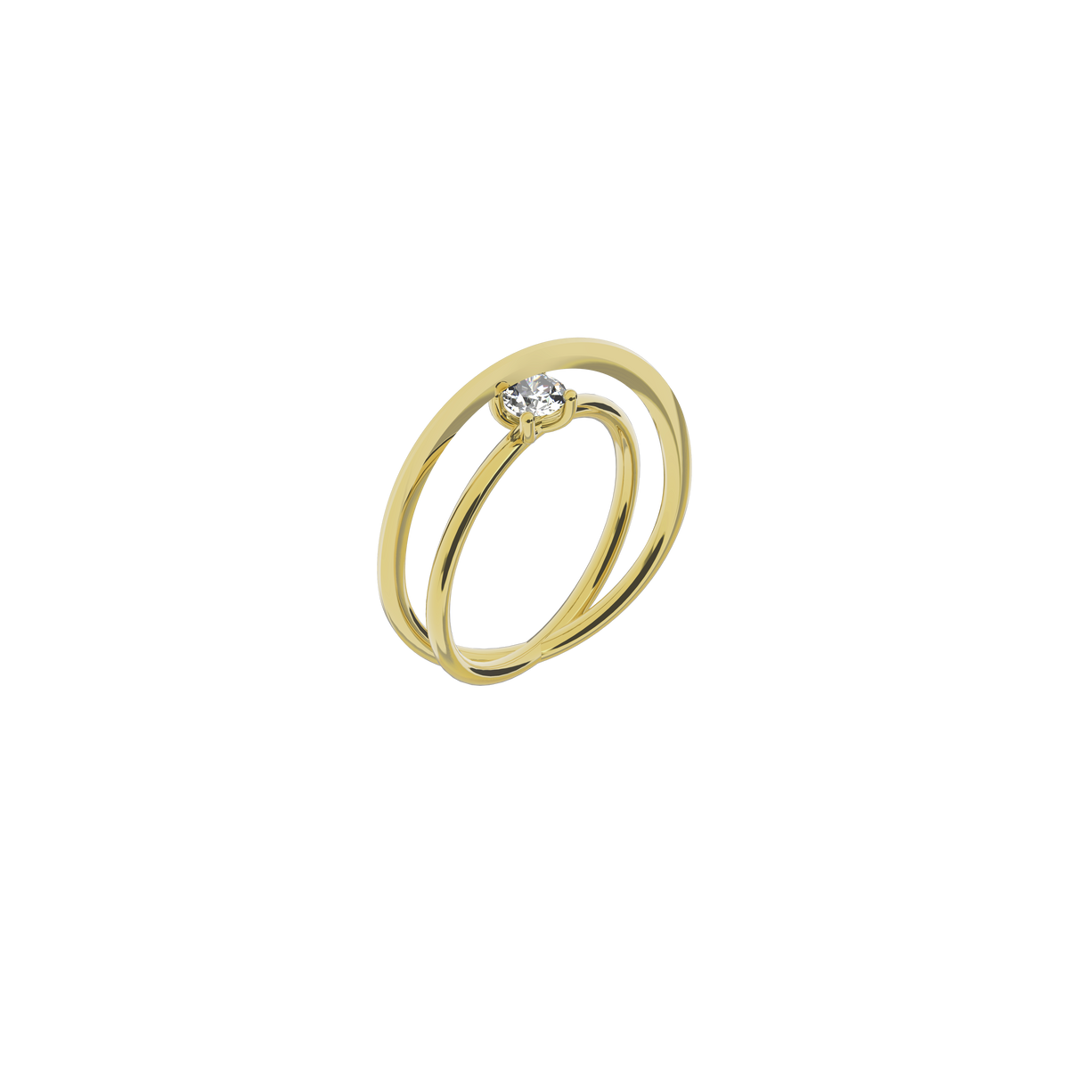 Moon Ellipse engagement solitaire ring in 18k yellow gold with a 0.25 carats diamond by Nayestones, Belgian fine jewelry.