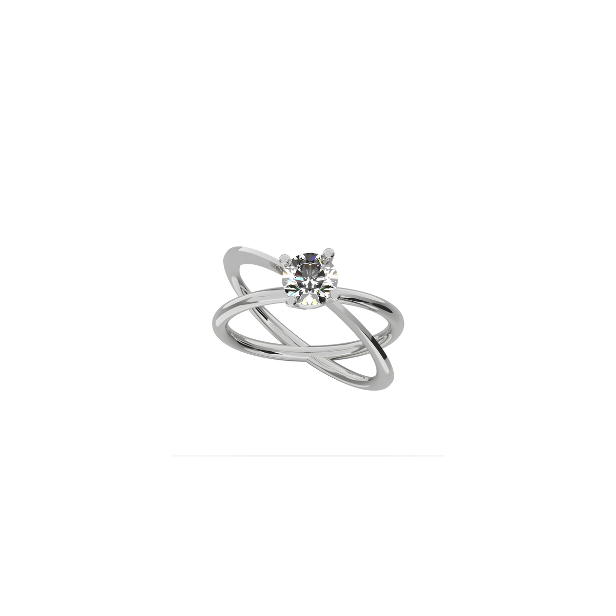 Moon Ellipse engagement ring in 18k white gold with a 0.75 carats diamond by Nayestones, Belgian fine jewelry.