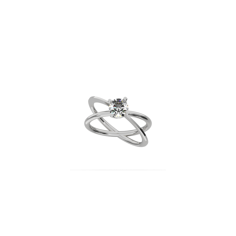 Moon Ellipse engagement ring in 18k white gold with a 0.75 carats diamond by Nayestones, Belgian fine jewelry.  Nayestones