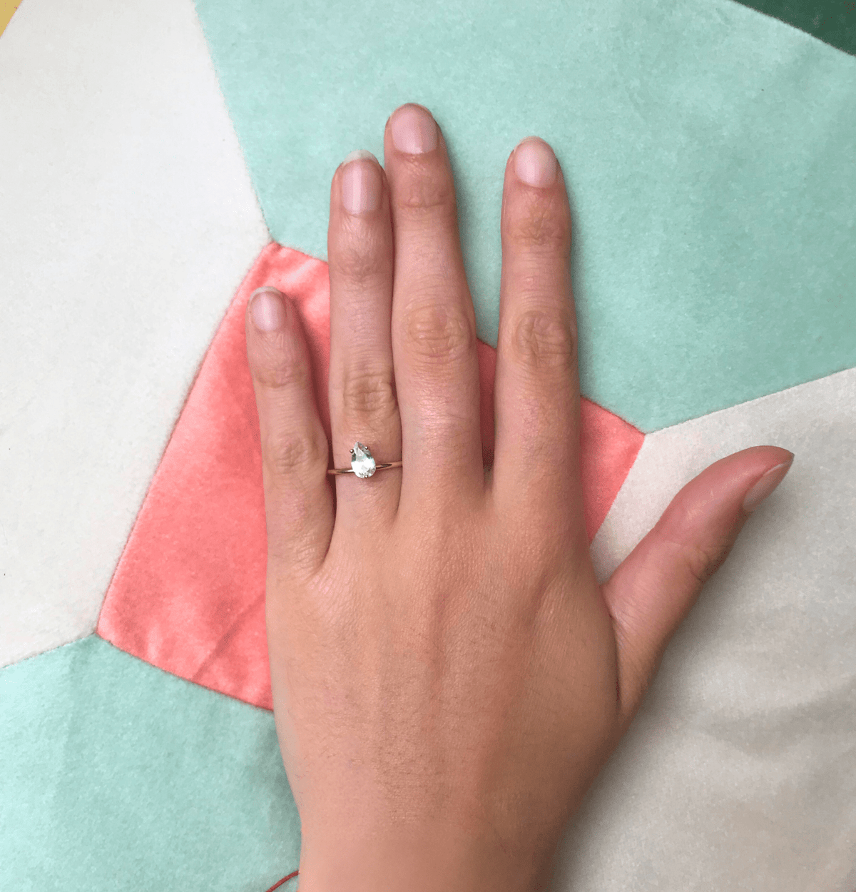 Signature Petite Bloom ring in 9k yellow gold with a center hite topaz stone by Nayestones, Belgian Fine Jewelry.