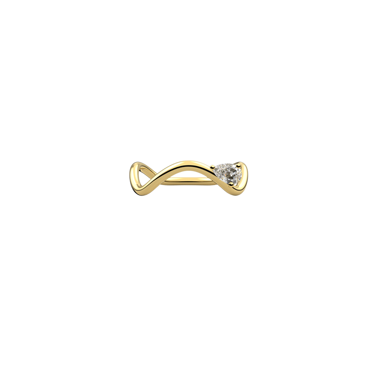 Yellow Gold ring with a white topaz