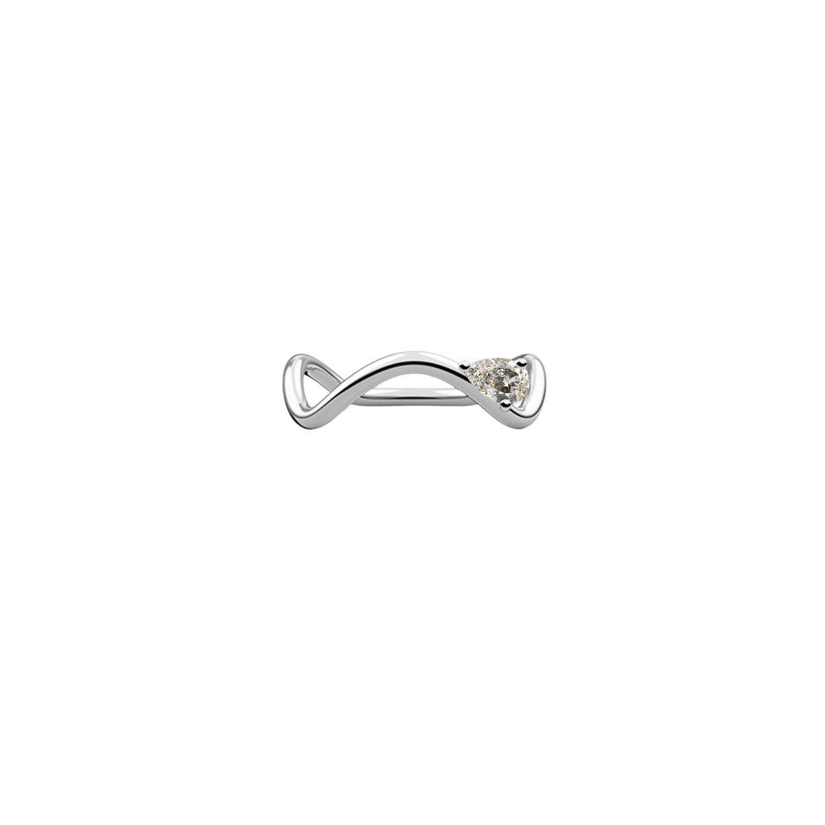 white gold ring with a white topaz
