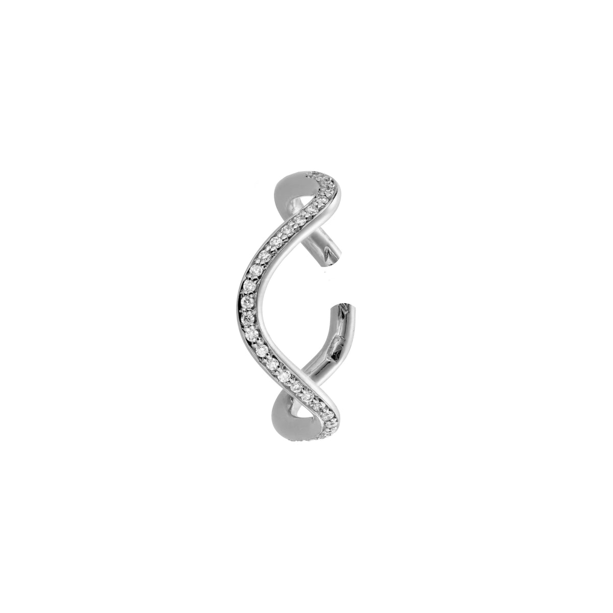 Petite comete earring in 18k white pavé diamonds by Nayestones, Belgian fine jewelry.