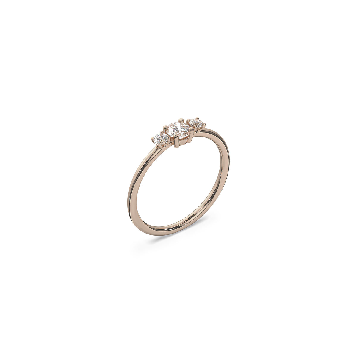 contemporary 18K yellow Pink trilogy diamond wedding band - 0.5 carat center stone and two 0.065 carat side stones. Nayestones sustainable Jewellery made in Antwerp