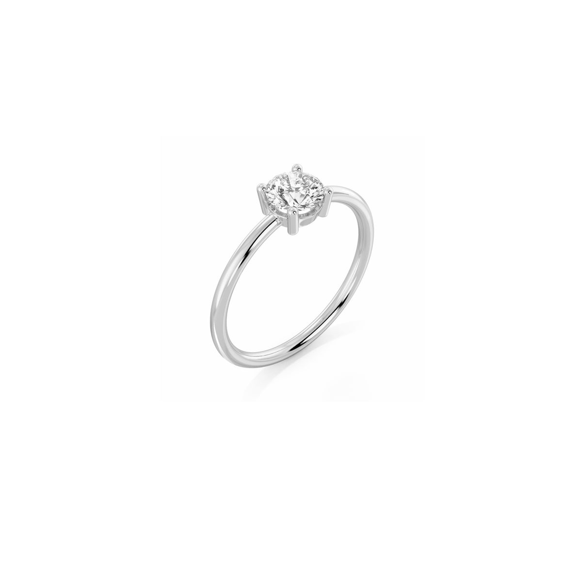 Solitaire diamond ring in 18k white gold with 0.50 carats diamond by Nayestones, Belgian fine jewelry.