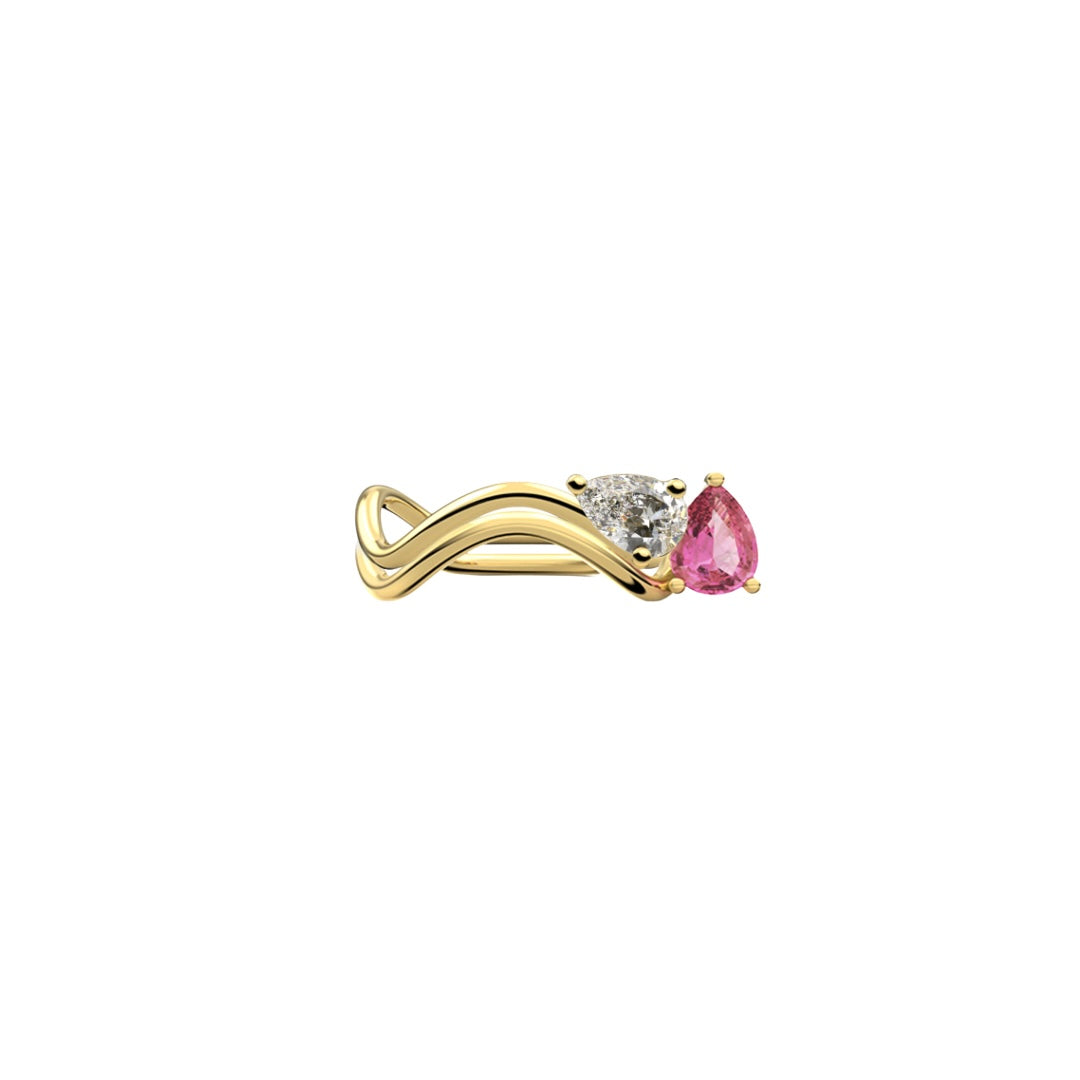 DOUBLE PETITE COMETE STELLA DYAMOND & STONE RING