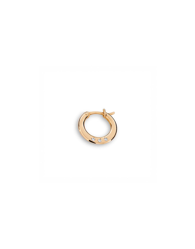 Full Moon small créole Diamond Earrings in 18K pink gold with diamonds by Nayestones, Belgian fine jewelry. Nayestones
