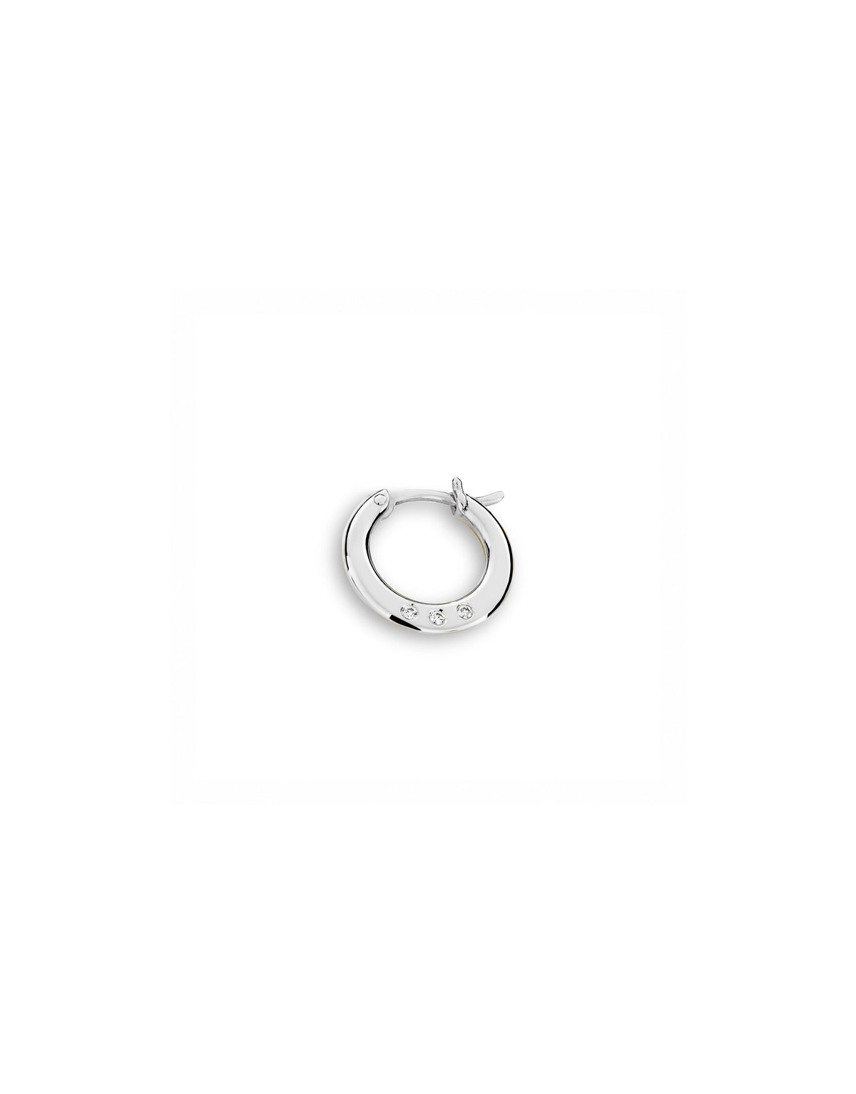 Full Moon small créole Diamond Earrings in 18K white gold by Nayestones, Belgian fine jewelry.