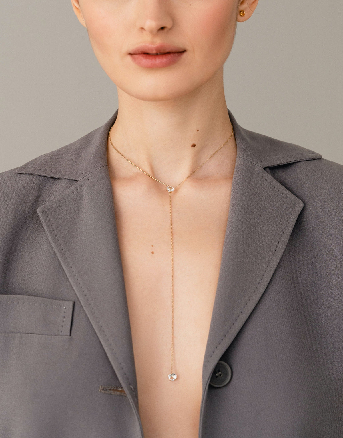 9k yellow gold necklace with stones - Heartdrop necklace - Nayestones