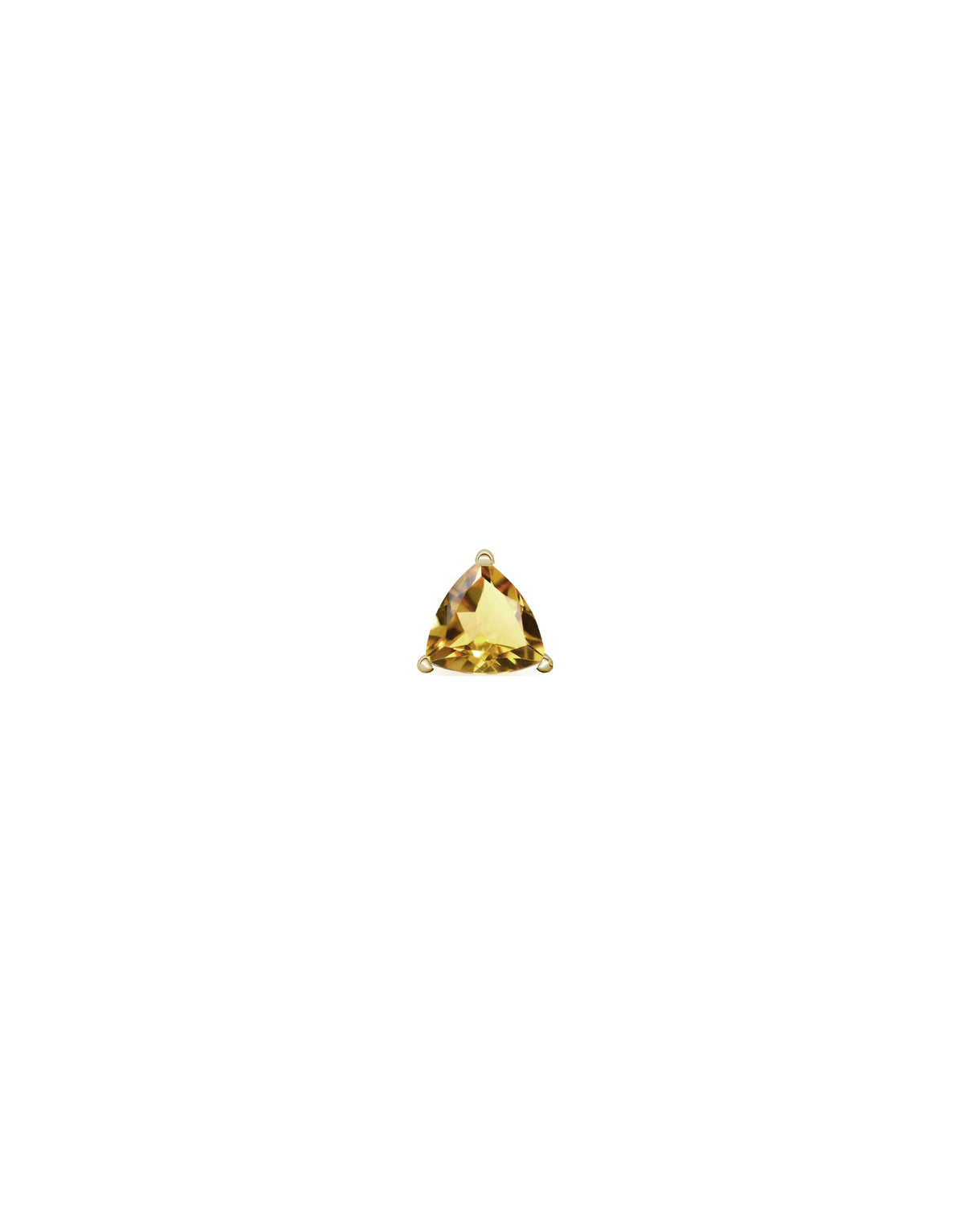 stud earring in 9k and 18k yellow gold with a trillion-cut citrine stone by Nayestones, Belgian fine jewelry.