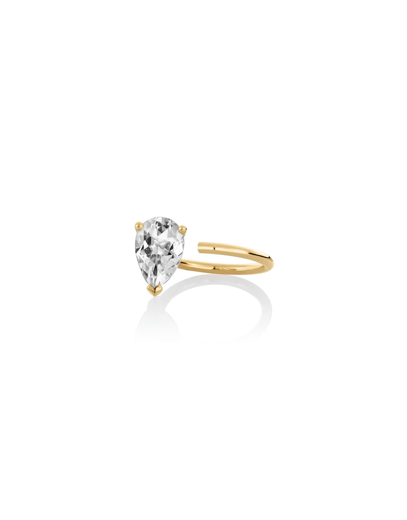 Bloom Ring in 9k yellow gold ring with a white topaz stone by Nayestones, Belgian fine jewelry. Nayestones