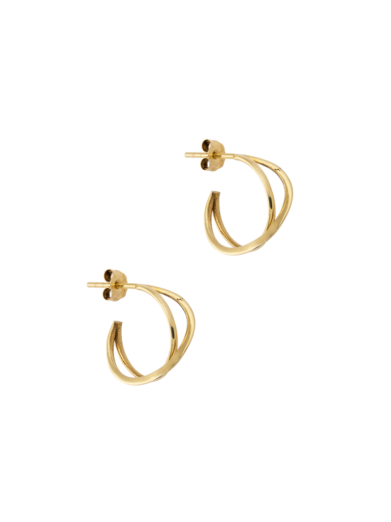 Moon Ellipse Creole earrings in 14k and 18k yellow gold by Nayestones, Belgian fine jewelry.  Nayestones