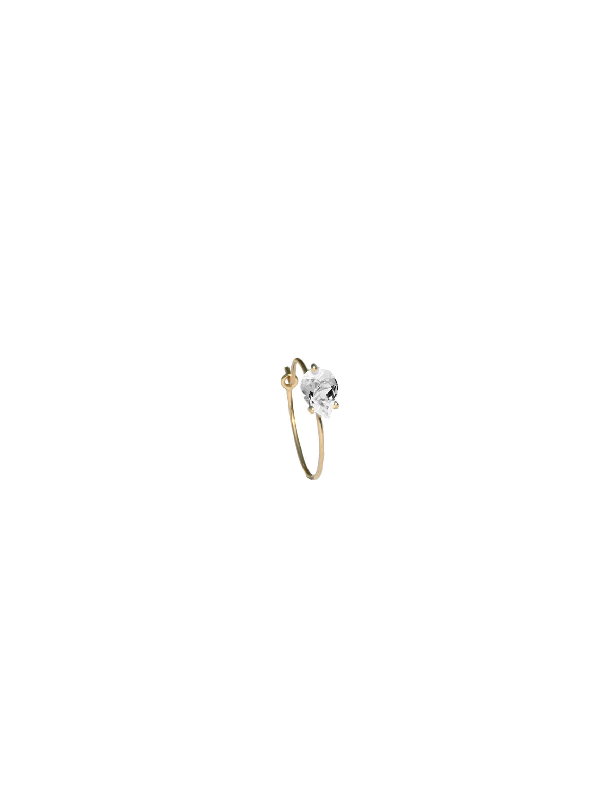 Petite Bloom Earring in 9k yellow Gold with a pear-cut Rhodolite by Nayestone, Belgian Fine Jewelry.