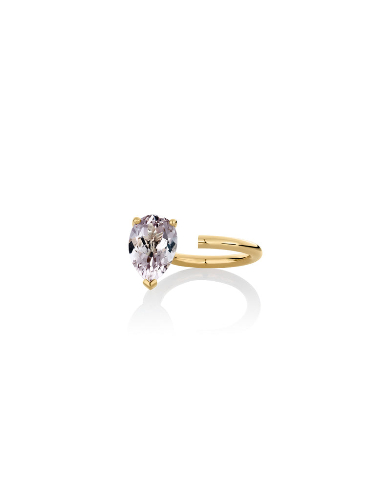 Bloom Ring in 9K yellow gold with a Pear cut amethyst by Nayestones, Belgian fine Jewelry Nayestones