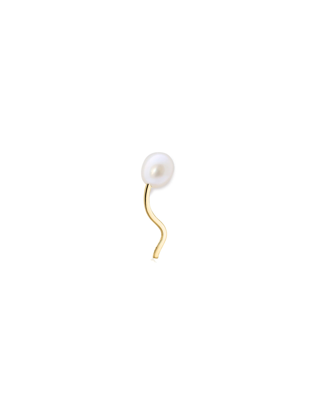 Lina Earring 18K in yellow gold with a pearl by Nayestones, Belgian fine jewelry.
