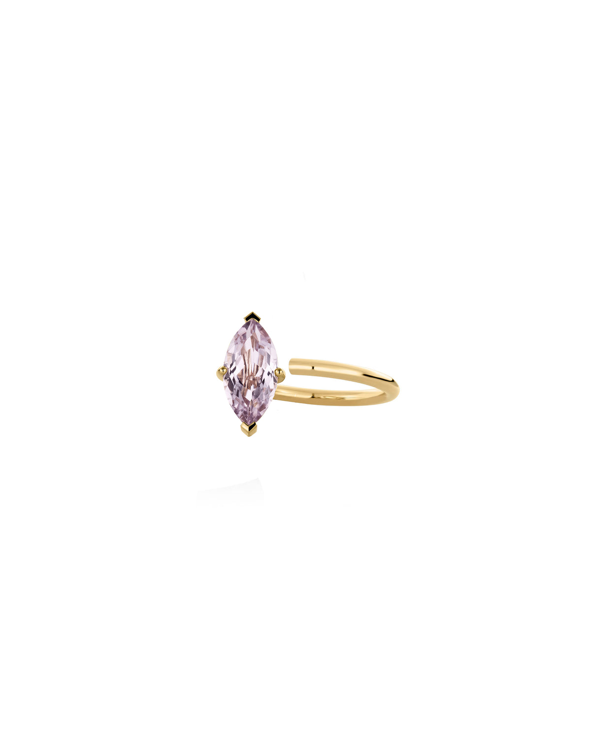 Signature Small Marquise Ring in 9k yellow gold ring with a marquise-cut purple amethyst by Nayestones, Belgian fine jewelry.