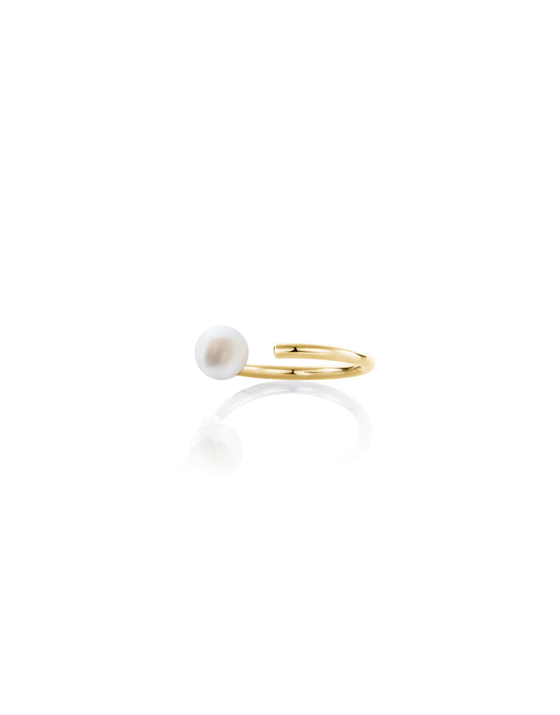 Ring 9K gold pearl - octogone ring pearl - Nayestones Nayestones