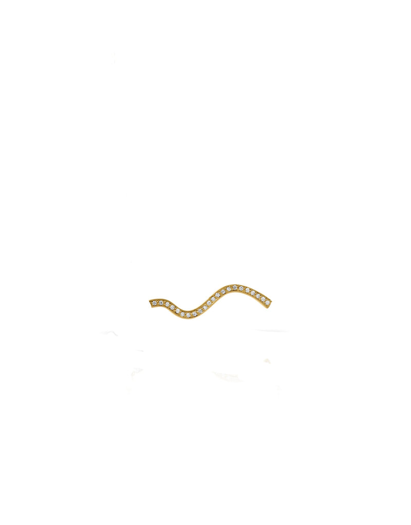 Petite Comete Earring in 18k yellow gold with pavé diamond by Nayestones, Belgian fine jewelry.  Nayestones