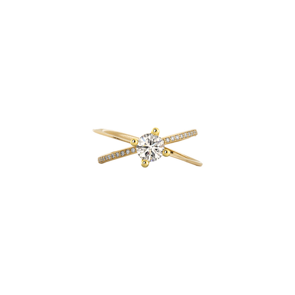 Moon Ellipse Pavé Diamond Ring Yellow Gold 0.25 carat Nayestones