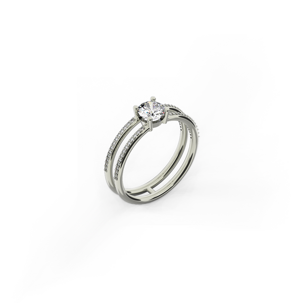 DOUBLE BAND PAVE RING 0.5 Ct