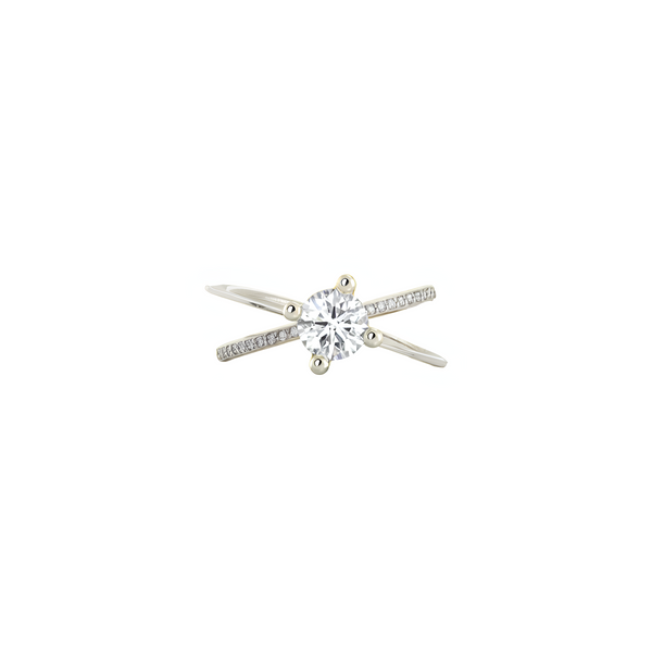 Moon Ellipse Pavé Diamond Ring White Gold centered diamond 0.5 carat Nayestones