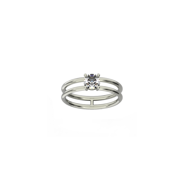 Nayestones Ethical Creation: 18K Recycled Gold Wedding Diamond Band, Crafted in Antwerp, Showcasing a 0.5 Carat White Diamond Solitaire