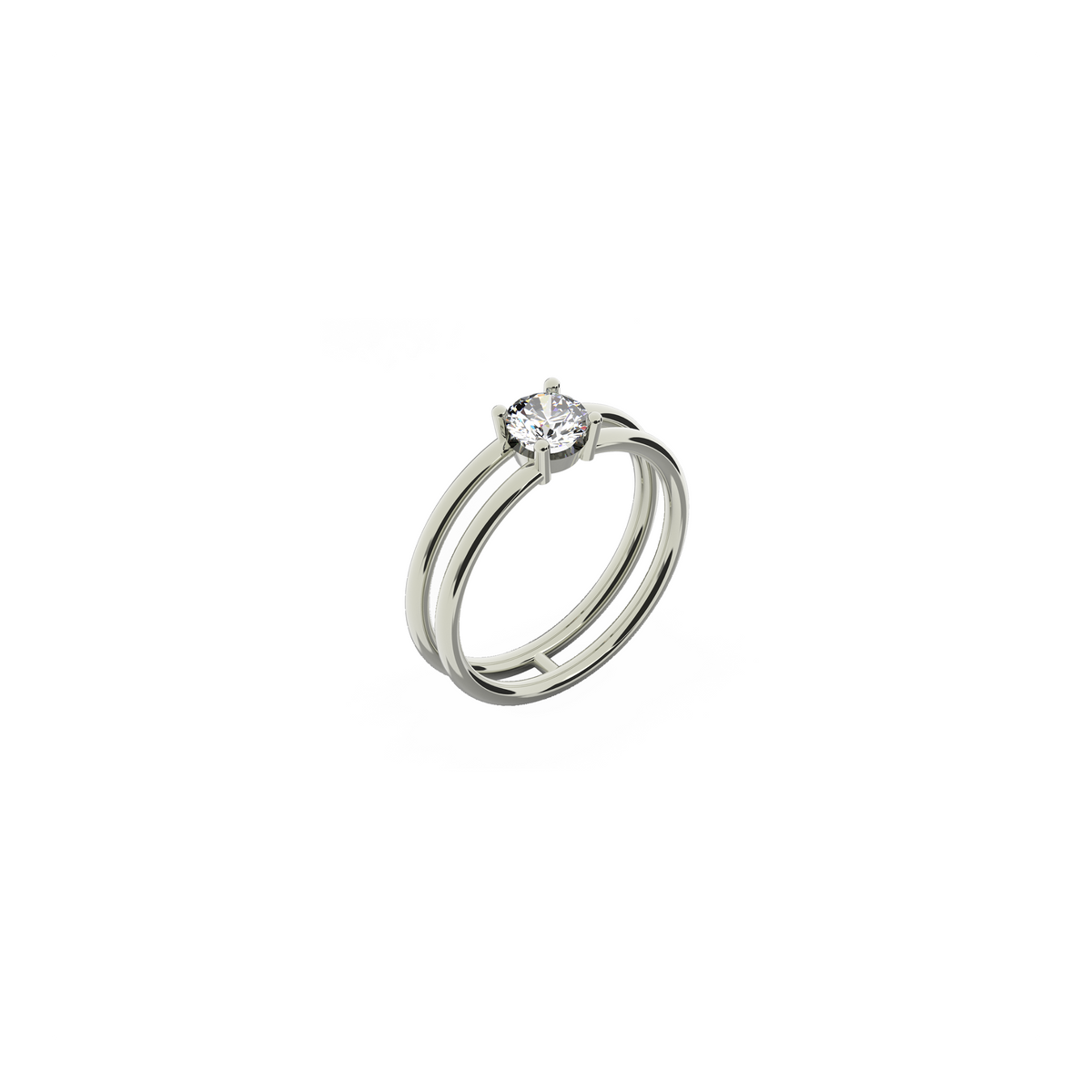 Double band promise ring in 18K white gold with 0.50 carat diamond by Nayestones, Belgian fine jewelry brand.