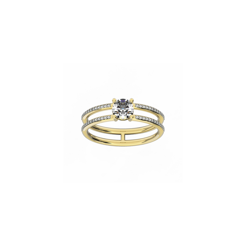 DOUBLE BAND PAVE RING 0.5 Ct Nayestones