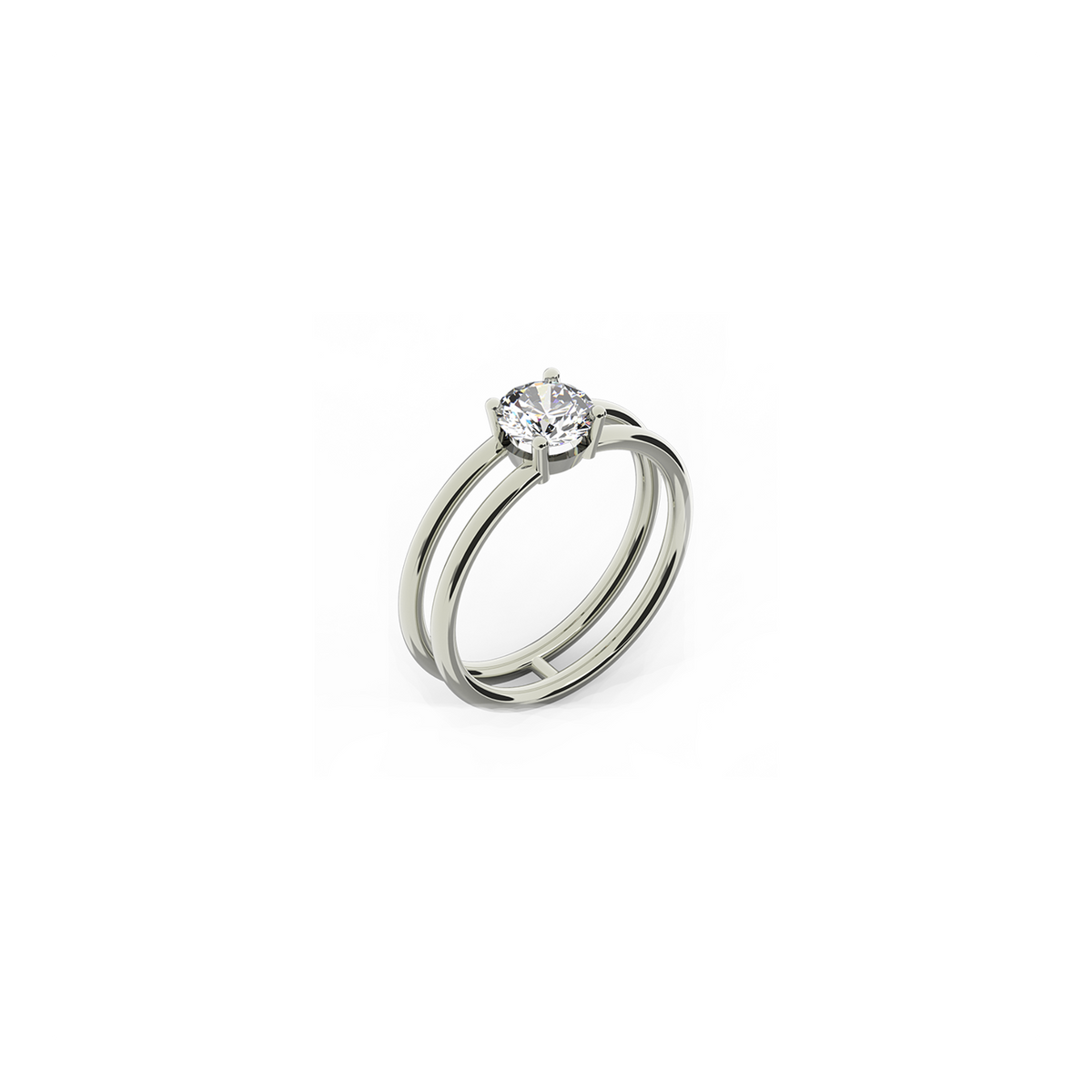 Double band promise ring in 18K white gold with 0.75 carat diamond by Nayestones, Belgian fine jewelry brand.