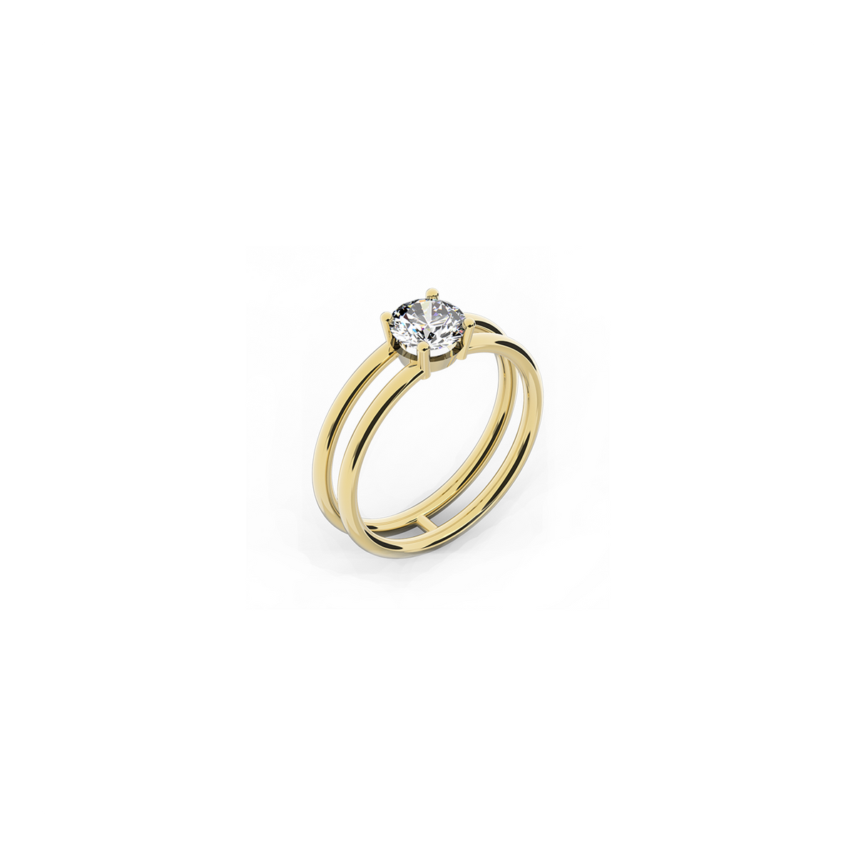 Double band promise ring in 18K yellow gold with 0.75 carat diamond by Nayestones, Belgian fine jewelry brand.