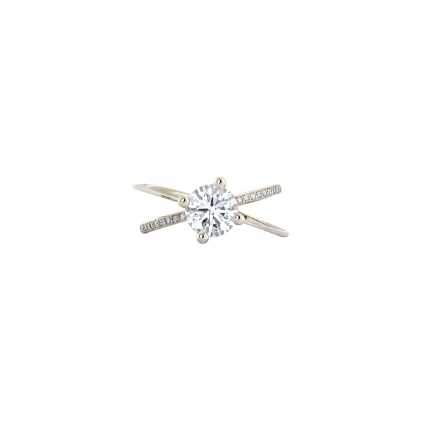 Moon Ellipse Pavé Diamond Ring White Gold centered diamond 0.75 carat Nayestones