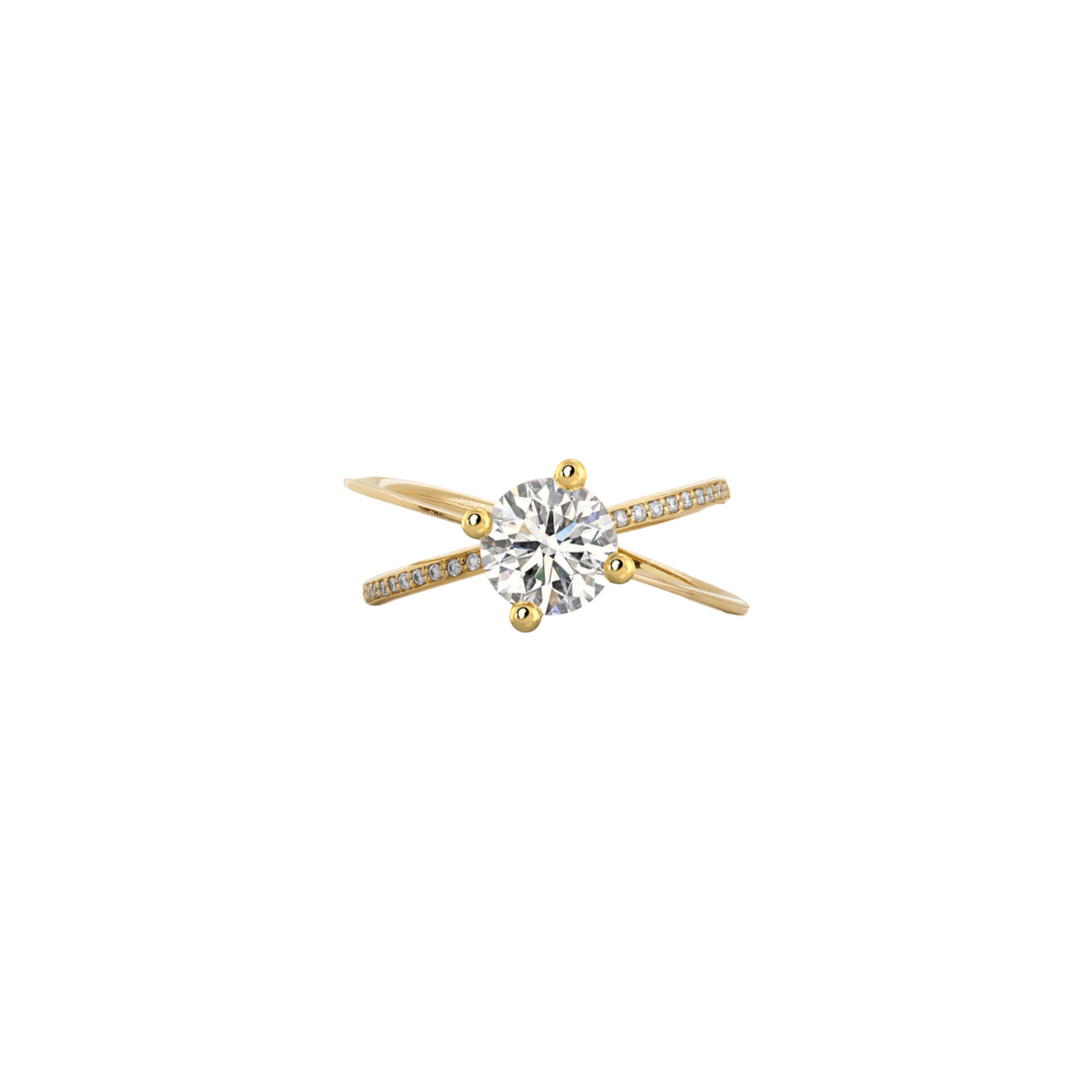 Moon Ellipse Pavé Diamond Ring Yellow Gold 0.75 carat