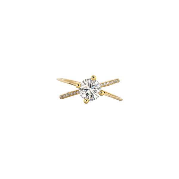 Moon Ellipse Pavé Diamond Ring Yellow Gold 0.75 carat Nayestones