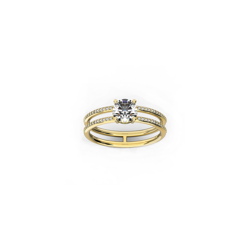 Nayestones' Ethical Elegance: 18K Recycled Gold Wedding Band featuring a Dazzling 0.75 Carat Center White Diamond and a Total of 0.918 Carats in Sparkling White Diamonds - Crafted with Care and Precision by Nayestone Nayestones