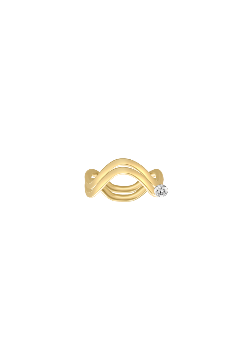 double band 18 karat yellow gold, creative engagement solitaire ring - design nayestones made in Antwerp Nayestones