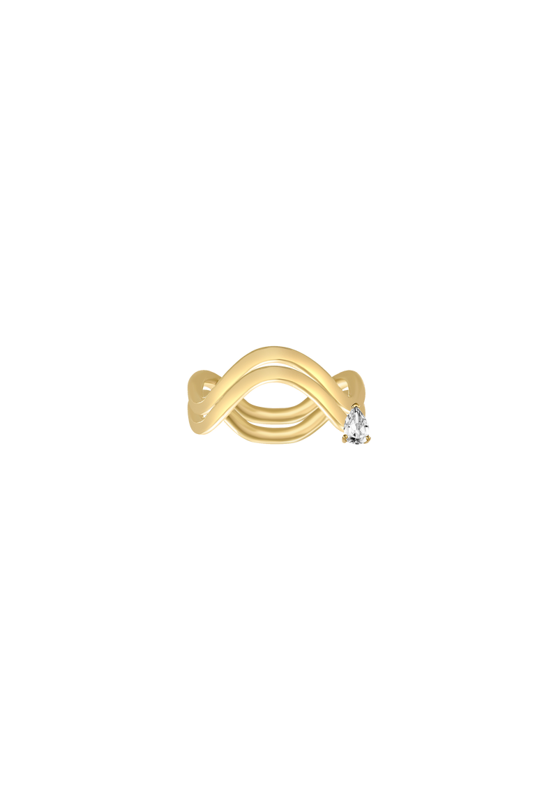 Double Band Petite Comete - Pear Cut Diamond - 18K Recycled Gold - Nayestones, Made in Antwerp Nayestones