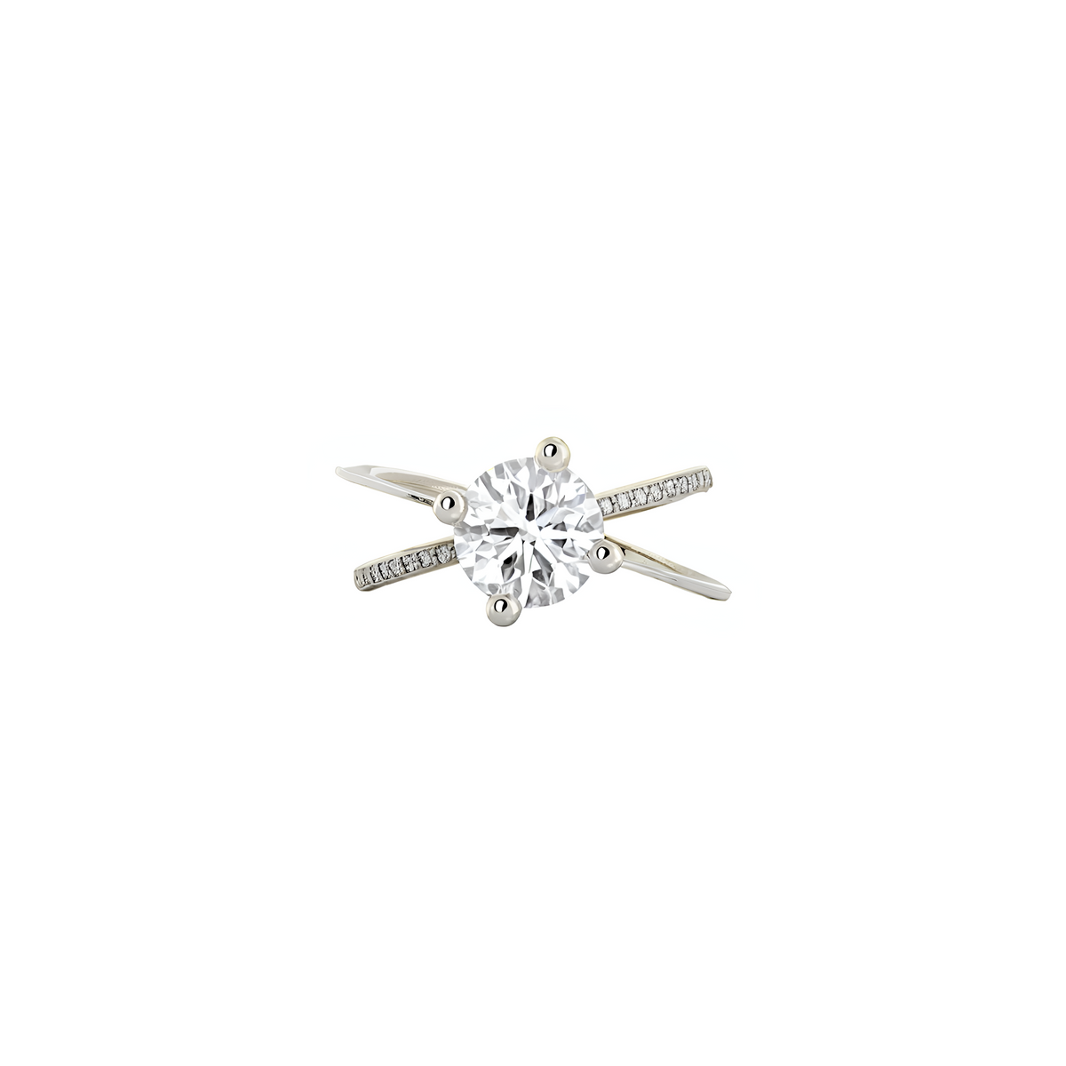 Moon Ellipse Pavé Diamond Ring White Gold centered diamond 1.25 carat