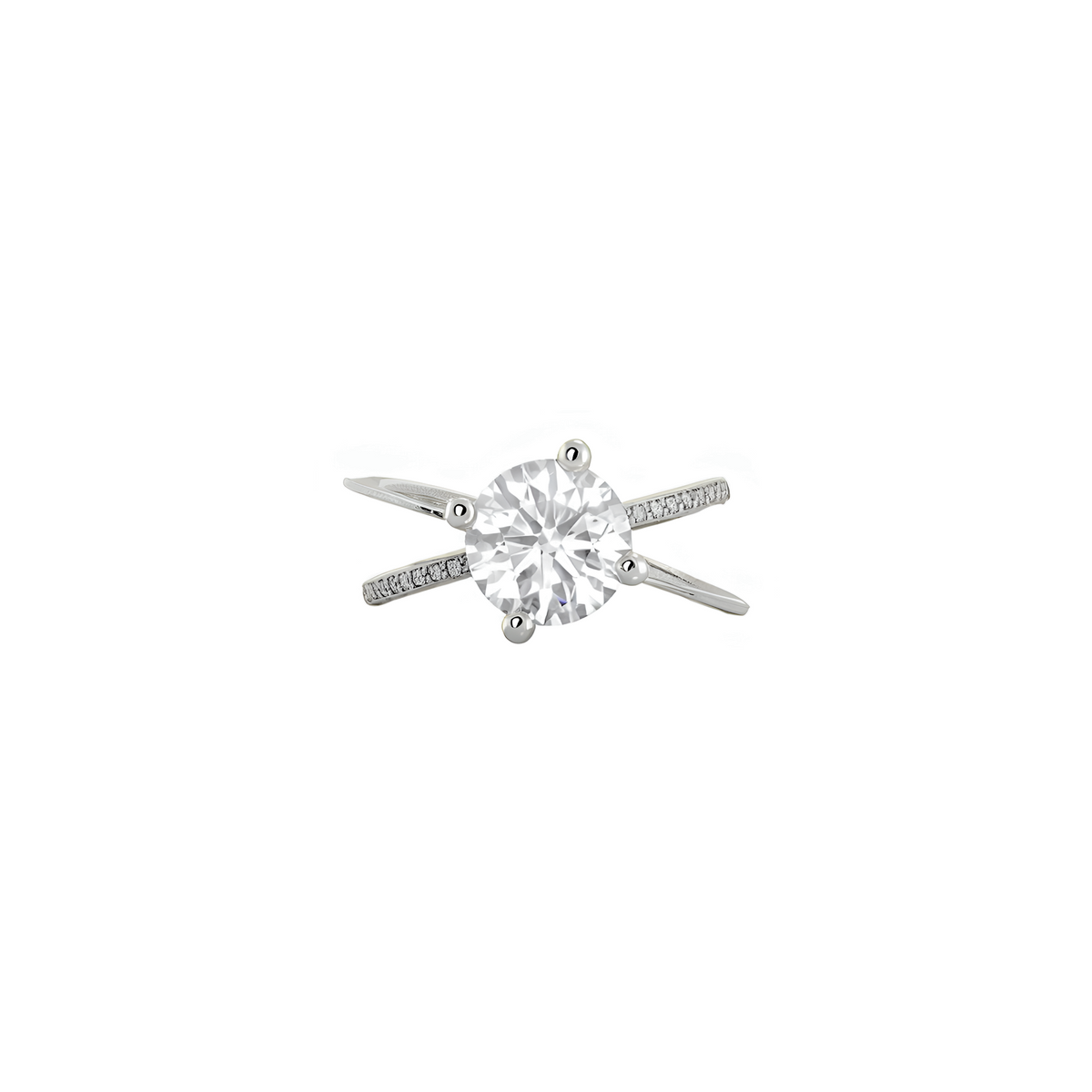 Moon Ellipse Pavé Diamond Ring White Gold centered diamond 1.5 carat